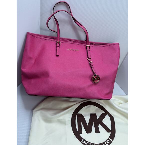 Michael Kors Tote Bag - handbag Gently used - Hot Pink pink Color 19”x11.5”x7” - Picture 1 of 12